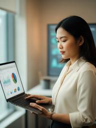 Jenalyn Kawa, data and machine learning lead, reviewing model results on a laptop